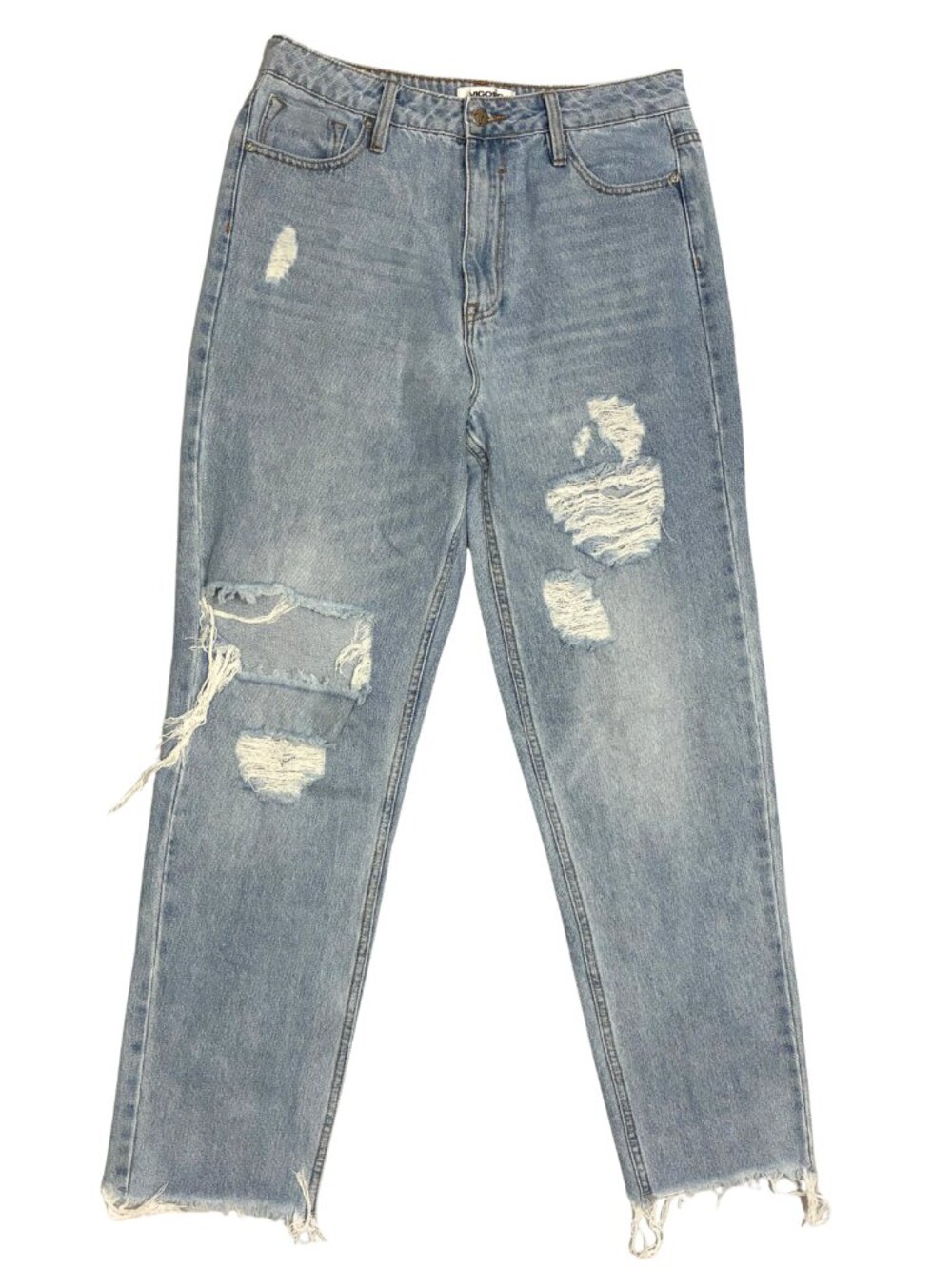 Vigoss Bille 90's Relaxed Fit Jeans Size 28 Light Wash Raw Hem Distressed Denim